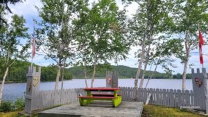 The George Baker Bridge spanning the Crescent Narrows leading to Hazelnut Hill.