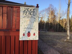 A fall scene of the entrance to Crescent Lake RV Park. 