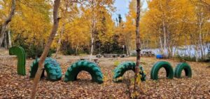 The gazebo marking the entrance to the Hazelnut Hill Walking and Adventure Trail. 